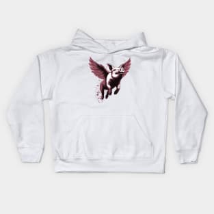 Pink Flying Pig Kids Hoodie